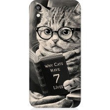 Teknomeg Huawei Honor 8s Uyumlu Kitap Okuyan Kedi Desenli Silikon Kılıf