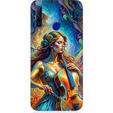 Teknomeg Huawei Honor 20 Lite Uyumlu Viyolonsel Çalan Kadın Desenli Silikon Kılıf