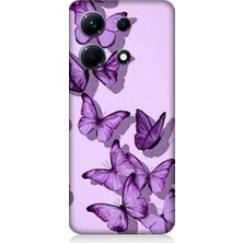 Teknomeg Infinix Note 30 Uyumlu Mor Kelebekler Desenli Silikon Kılıf