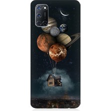 Teknomeg Oppo A52 Uyumlu Gezegenler ve Uçan Ev Desenli Silikon Kılıf