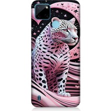 Teknomeg Realme C21Y Uyumlu Pembe Leopar Desenli Silikon Kılıf