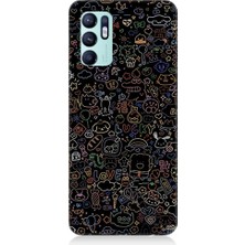 Teknomeg Oppo Reno 6 Uyumlu 8 Bit Sevimli Karakterler Desenli Silikon Kılıf