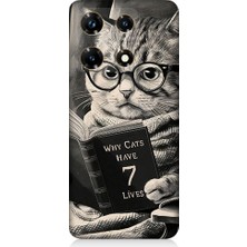 Teknomeg Infinix Note 30 Pro Uyumlu Kitap Okuyan Kedi Desenli Silikon Kılıf