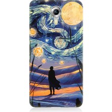 Teknomeg General Mobile Discovery 4g Uyumlu Güneş Sistemi,  Gece ve Insan Desenli Silikon Kılıf