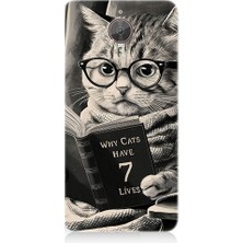 Teknomeg General Mobile Gm5 Plus Uyumlu Kitap Okuyan Kedi Desenli Silikon Kılıf