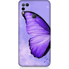 Teknomeg Infinix Hot 10 Play Uyumlu Mor Kelebek Desenli Silikon Kılıf
