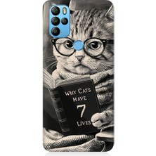 Teknomeg General Mobile GM21 Pro Uyumlu Kitap Okuyan Kedi Desenli Silikon Kılıf