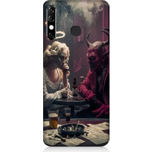 Teknomeg Infinix Hot 8 Uyumlu Melek ve Şeytan Desenli Silikon Kılıf