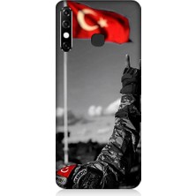 Teknomeg Infinix Hot 8 Uyumlu Bayrak ve Bozkurt Işareti Desenli Silikon Kılıf