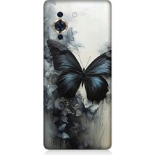 Teknomeg Tecno Nova 10 Uyumlu Siyah Dumanlı Kelebek Desenli Silikon Kılıf