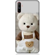Teknomeg Realme C3 Uyumlu Sevimli Elbiseli Beyaz Ayı Desenli Silikon Kılıf