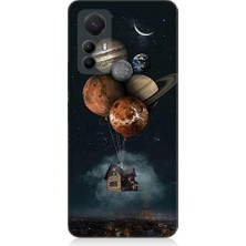 Teknomeg Xiaomi Mi 12 Pro Uyumlu Uçan Ev ve Gezegenler Desenli Silikon Kılıf