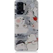 Teknomeg Oppo Reno 5 Uyumlu Yaramaz Kutup Ayısı Desenli Silikon Kılıf
