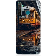 Teknomeg Realme 5 Pro Uyumlu Eski  Metro Istasyonu ve Tren Desenli Silikon Kılıf