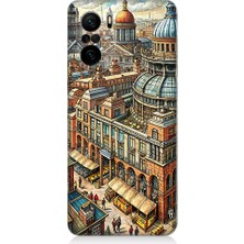 Teknomeg Xiaomi Poco F3 Uyumlu Karikatür Tarihi Binalar Desenli Silikon Kılıf