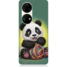 Teknomeg Huawei P50 Pro Uyumlu Yavru Panda ve Renkleyip Desenli Silikon Kılıf