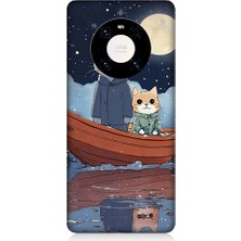 Teknomeg Huawei Mate 40 Pro Uyumlu Sandaldaki Kediler Desenli Silikon Kılıf