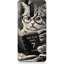 Teknomeg Xiaomi Redmi K30 Uyumlu Kitap Okuyan Kedi Desenli Silikon Kılıf