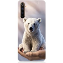 Teknomeg Realme 6 Pro Uyumlu Sevimli Kutup Ayısı  Desenli Silikon Kılıf