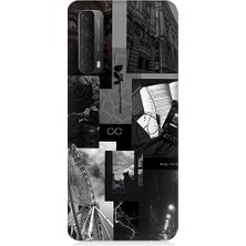 Teknomeg Huawei P Smart 2021 Uyumlu Siyah Beyaz Sonsuzluk ve Anılar Desenli Silikon Kılıf