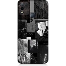 Teknomeg Infinix Hot 11 Play Uyumlu Siyah Beyaz Sonsuzluk ve Anılar Desenli Silikon Kılıf