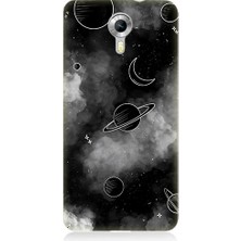 Teknomeg General Mobile Discovery 4g Uyumlu Siyah Beyaz Gezegenler Desenli Silikon Kılıf