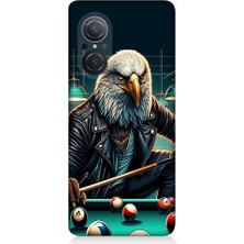 Teknomeg Huawei Nova 9 Se Uyumlu Bilardo Oynayan Deri Ceketli Kartal Desenli Silikon Kılıf