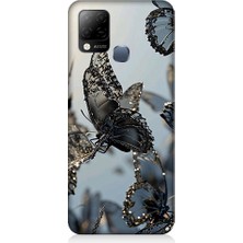 Teknomeg Infinix Hot 10T Uyumlu Tül Kanatlı Kelebekler Desenli Silikon Kılıf