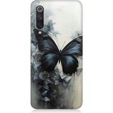 Teknomeg Xiaomi Mi 9 Se Uyumlu Siyah Dumanlı Kelebek Desenli Silikon Kılıf