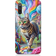 Teknomeg Xiaomi Mi 9 Se Uyumlu Renkli Yumaklar ve Kedi Desenli Silikon Kılıf