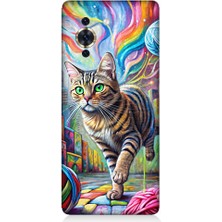 Teknomeg Tecno Nova 10 Uyumlu Renkli Yumaklar ve Kedi Desenli Silikon Kılıf