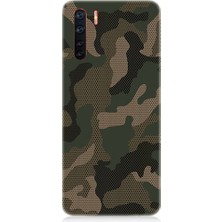 Teknomeg Oppo Reno 3 Uyumlu Kamuflaj Desenli Silikon Kılıf