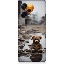 Teknomeg Xiaomi Redmi Note 12 Pro Plus Uyumlu Oyuncak Ayı ve Uçan Balon Desenli Silikon Kılıf