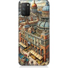 Teknomeg Xiaomi Poco M3 Uyumlu Karikatür Tarihi Binalar Desenli Silikon Kılıf