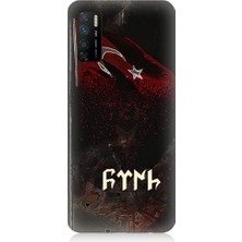 Teknomeg Infinix Note 7 Lite Uyumlu Bayrak ve Göktürkçe Türk Desenli Silikon Kılıf