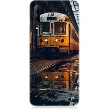 Teknomeg Huawei P Smart Pro Uyumlu Eski Sarı Tren Desenli Silikon Kılıf