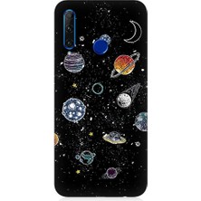 Teknomeg Huawei Honor 20 Lite Uyumlu Gezegenler ve Güneş Sistemi Desenli Silikon Kılıf