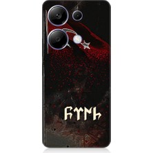 Teknomeg Xiaomi Redmi Note 13 Pro Uyumlu Bayrak ve Göktürkçe Türk Desenli Silikon Kılıf