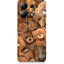 Teknomeg Xiaomi Redmi Note 13 Uyumlu Aşk ve Sevimli Ayılar Desenli Silikon Kılıf