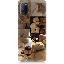 Teknomeg Oppo A92 Uyumlu Sevgili Aşık Ayılar Desenli Silikon Kılıf