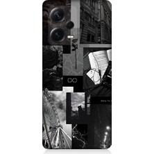 Teknomeg Xiaomi Redmi Note 12 Pro Plus Uyumlu Siyah Beyaz Sonsuzluk ve Anılar Desenli Silikon Kılıf