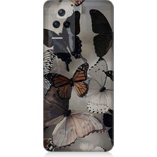 Teknomeg Xiaomi Poco F4 Uyumlu Siyah Beyaz Kelebekler Desenli Silikon Kılıf