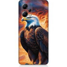 Teknomeg Xiaomi Poco X5 5g Uyumlu Siyah Beyaz Kartal Desenli Silikon Kılıf