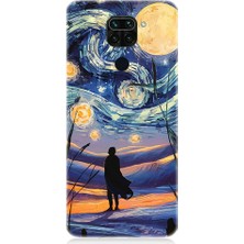 Teknomeg Xiaomi Redmi Note 9 Uyumlu Güneş Sistemi,  Gece ve Insan Desenli Silikon Kılıf