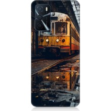 Teknomeg Oppo A55 Uyumlu Eski Sarı Tren Desenli Silikon Kılıf