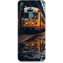 Teknomeg Realme 5i Uyumlu Eski Sarı Tren Desenli Silikon Kılıf