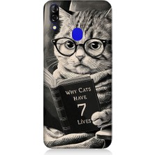 Teknomeg Reeder P13 Blue Uyumlu Kitap Okuyan Kedi Desenli Silikon Kılıf