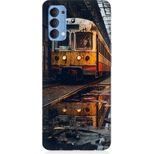 Teknomeg Oppo Reno 4 Uyumlu Eski Sarı Tren Desenli Silikon Kılıf