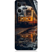 Teknomeg Oppo Reno 7 Uyumlu Eski  Metro Istasyonu ve Tren Desenli Silikon Kılıf