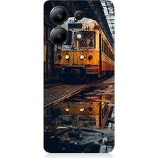 Teknomeg Xiaomi Redmi Note 13 Uyumlu Eski  Metro Istasyonu ve Tren Desenli Silikon Kılıf